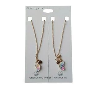 Ivory Ella Gold and Multicolor BFF Butterfly Necklaces 16" + 3" EXT